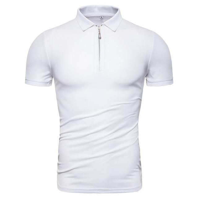 New Arrival Men Fashion Cotton Slim Fit Zipper Patchwork Polo Shirt