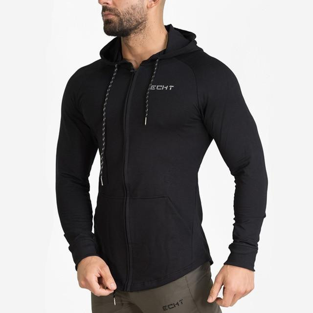 Men Fashion Casual Zipper Bodybuilding Workout Sweatshirt