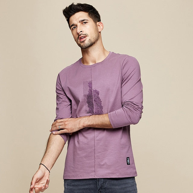 Men Cotton Embroidery Long Sleeve T-Shirt
