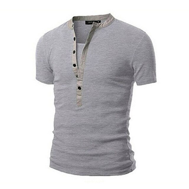 Fashion Design Men Solid Slim Fit Short Sleeve Casual T-Shirt