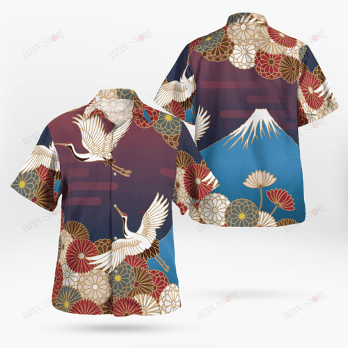 Japanese Kanagawa Wave Crane Hawaii Shirt 08
