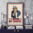 Premium I Served My Country US Veteran Canvas NPVC310801