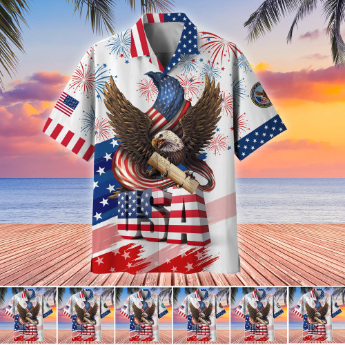 Premium American Pride 4th Of July US Veteran Hawaii Shirt NPVC190501