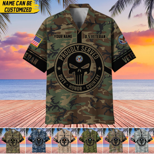Premium Personalized Camo Soldiers Multiservice US Veteran Hawaii Shirt NPVC140601