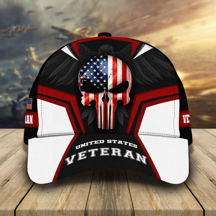 American Skull Flag Veteran Classic Cap Multicolored 3D Printed