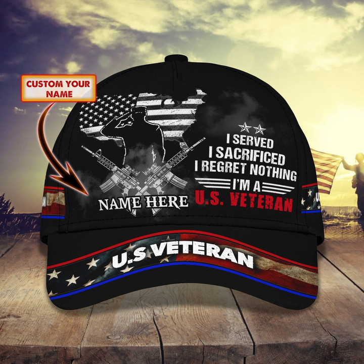 Premium Served US Veteran Cap Black Personalized