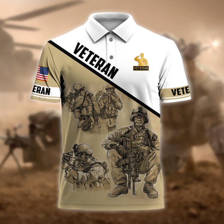 Premium U.S Multiple Service Veteran Polo Shirt PVC120301