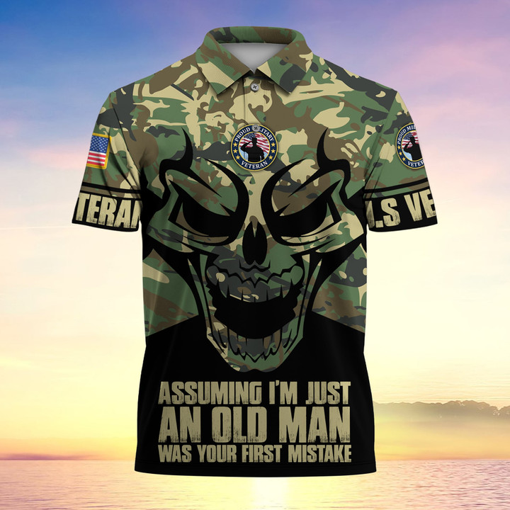 Assuming I'm Just An Old Man Was Your First Mistake US Veteran MultiService Polo Shirt MH130602