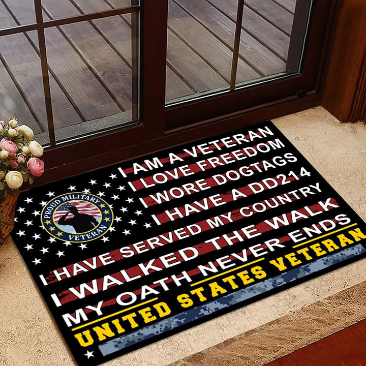 Unique Proud To Be A US Veteran Doormat NPVC180803