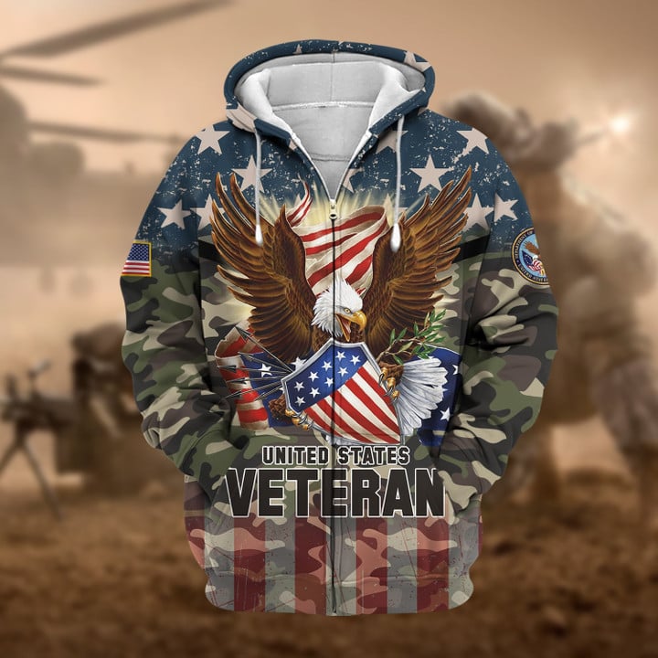 Premium Eagle US Veteran Zip Hoodie NPVC221111