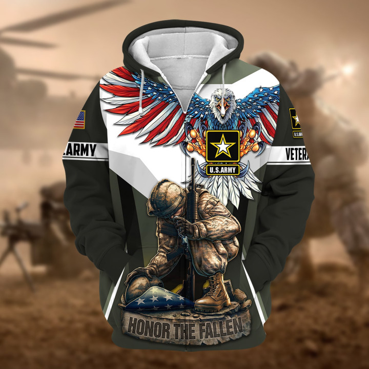 Premium Honor The Fallen US Veteran Zip Hoodie NPVC260903