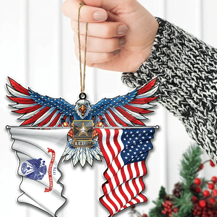 Unique American Eagle Flag Christmas Armed Forces Military US Veteran Ornament NPVC071012