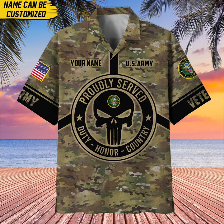 Premium Personalized Camo Soldiers Multiservice US Veteran Hawaii Shirt NPVC140601