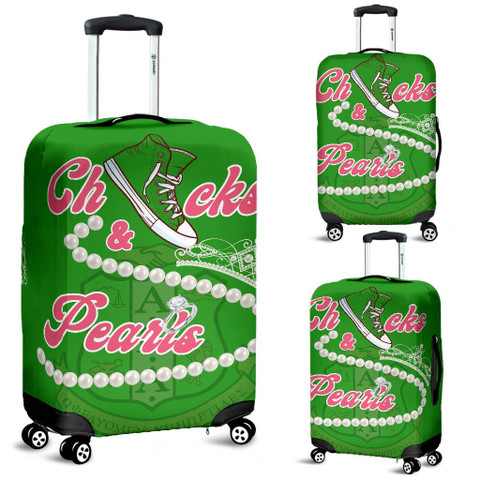 It stock Controversy Sorority Luggage Cover - Alpha Kappa Alpha Chucks And Pearls Travel Suitcase  K.H Pearls - Twinkle99