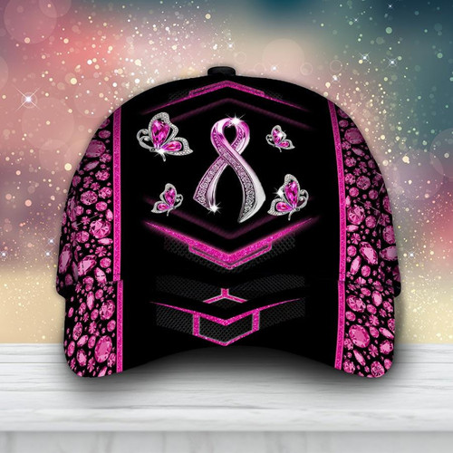 Pink Diamond Sparkle Butterfly Breast Cancer Awareness Classic Cap for Men and Women BH210707