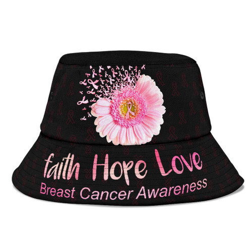Faith Hope Love Breast Cancer Awareness Bucket Hat for Men and Women BH210713