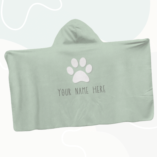 paw personalized hooded blanket