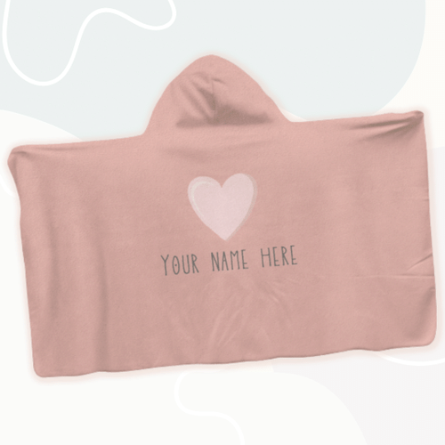 heart personalized hooded blanket