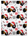 Black Women Christmas Pattern Snowflake Candy Cane Fleece Blanket