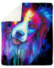 Border Collie Water Color Giving Dog Lovers Fleece Blanket Sherpa Blanket