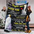 Custom Name Blanket Penguin Personalized Blanket - Gift For Daughter - Fleece Blanket