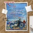 Personalized To My Wife Biker Motorcycle Fleece Blanket From Husband Never Feel That You Are Alone Always Right There In Your Heart Great Customized Blanket For Birthday Christmas Thanksgiving