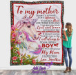 Personalized To My Mother Unicorn Fleece Blanket It’S Not Easy To Raise A Man Great Customized Blanket Gifts For Mother'S Day Birthday Christmas Thanksgiving