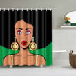 Afro Hairstyle Makeup Black Girl With Chandelier Earring Art Design 3D Printed Shower Curtain