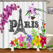 Paris Tower And Orchids Flower 3D Printed Shower Curtain Home Decor Gift