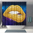 Lips Biting Kiss Black Girl Magic Afrocentric Art 3D Printed Shower Curtain Bathroom Decor