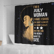 Inspired Afro Girl I'M A July Woman  3D Printed Shower Curtain Bathroom Decor