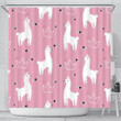 Llama Alpaca Pink Background Shower Curtain Fulfilled In Us Special Gift Custom Design Home Decor