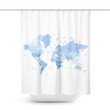 White Shower Curtain Special Custom Design Unique Gift  Home Decor   Blue World Map