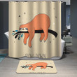 Cute Orange Sloth Polyester Cloth 3D Printed Shower Curtain