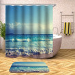 Ocean Light Blue Polyester Cloth  3D Printed Shower Curtain