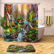 Rustic Shower Curtains Fabric Human Skeleton Colorful Polyester Cloth Print Bathroom Curtains