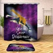 Funny Giraffe  And Shark Never Stop Dreaming 3D Printed Shower Curtain Purple Polyester