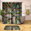 Tree With Colourful Leaf Art Design 3D Printed Shower Curtain Gift For Home