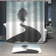 Tree Shabby Chic Blue Poleyster 3D Printed Shower Curtain