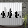 Cactus Simplicity White Polyester Cloth 3D Printed Shower Curtain