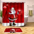 Christmas Shower Curtains Fabric Human Skeleton Red Polyester Cloth Print Bathroom Curtains