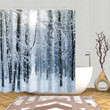 Winter Christmas Snow Forest Shower Curtains Bathroom Decor
