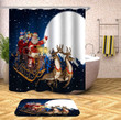 Christmas Shower Curtains Fabric Human Skeleton Blue Polyester Cloth Print Bathroom Curtains
