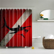 Dive Flag Shark Fabric Shower Curtain Vibrant Color High Quality Unique For Good Vibes Home Decor