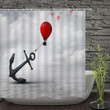 Anchor With Hot Air Balloon Polyester Cloth 3D Printed Shower Curtain Home Decor Gift Idea