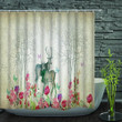 Moose With Flowers In Forest 3D Printed Shower Curtain Home Decor Gift Ideas