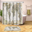 Map Cream Polyester Cloth 3D Printed Shower Curtain