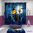 Halloween Bath Rug And Shower Curtain Set Water Repellent For Bathroom Home Decor