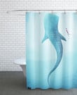 Whale Shark Blue Shower Curtain  Waterproof Bathroom Decor With Free Hooks