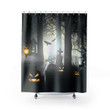 Black  Shower Curtain Special Custom Design Unique Gift  Home Decor Spooky Cemetery Halloween